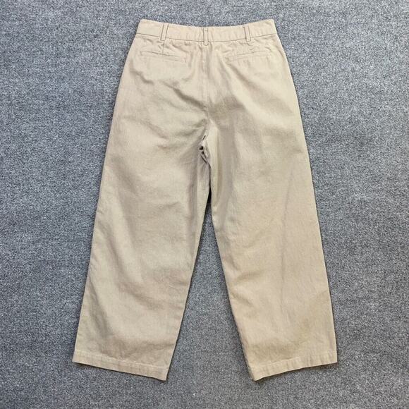 6397 Pants Women 0 Stone Cotton Wide Leg Pleated Front Zip Fly High Rise Trouser - Picture 8 of 13